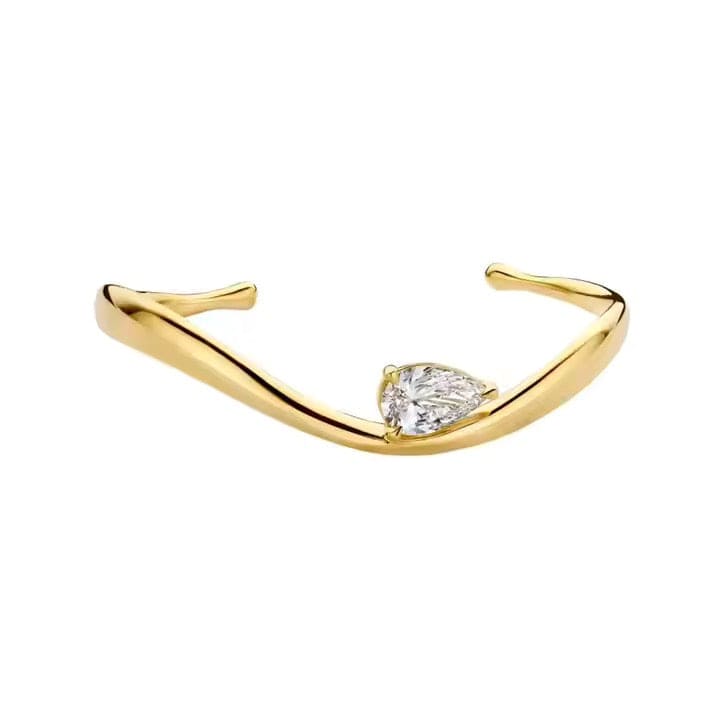 Vandfast Forgyldt Armbånd, Organsk look med zirkonia dråbe - Uniq Perler - 678899