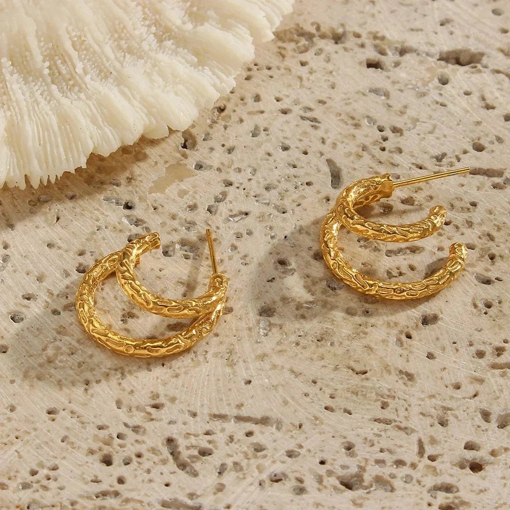 Vandfast Forgyldt Creoler Med Organisk Mønster - Uniq Perler - 115576