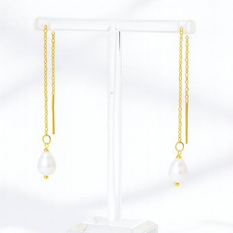 Vandfast Forgyldt Ørekæde Med Ferskvandsperle (100 - 109mm) - Uniq Perler - 983421