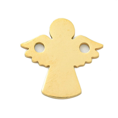 Vandfast forgyldt stål connector – Engel, 18K Forgyldt (15x14,5mm, 4 stk) - Uniq Perler - 116179