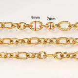 Vandfast Forgyldt Stål Kæde – Ovale Led med Mønster (Meter) - Uniq Perler - 