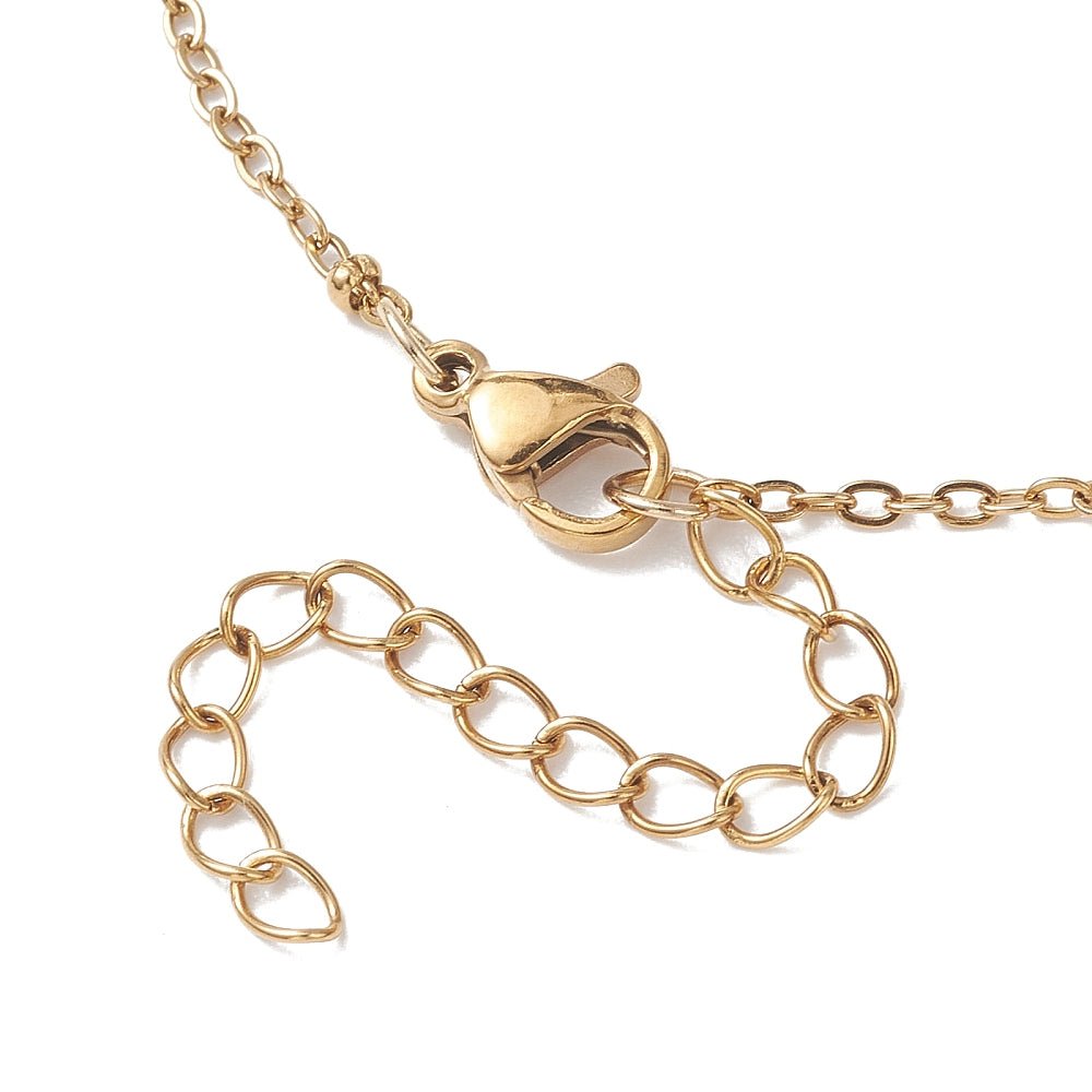 Vannfast Forgylt Stålkjede – Satellitt/slider kjede 48 cm + forlengelseskjede - Uniq Perler - 