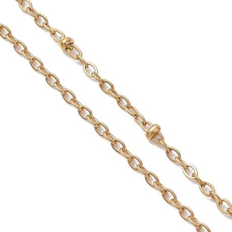 Vannfast Forgylt Stålkjede – Satellitt/slider kjede 48 cm + forlengelseskjede - Uniq Perler - 