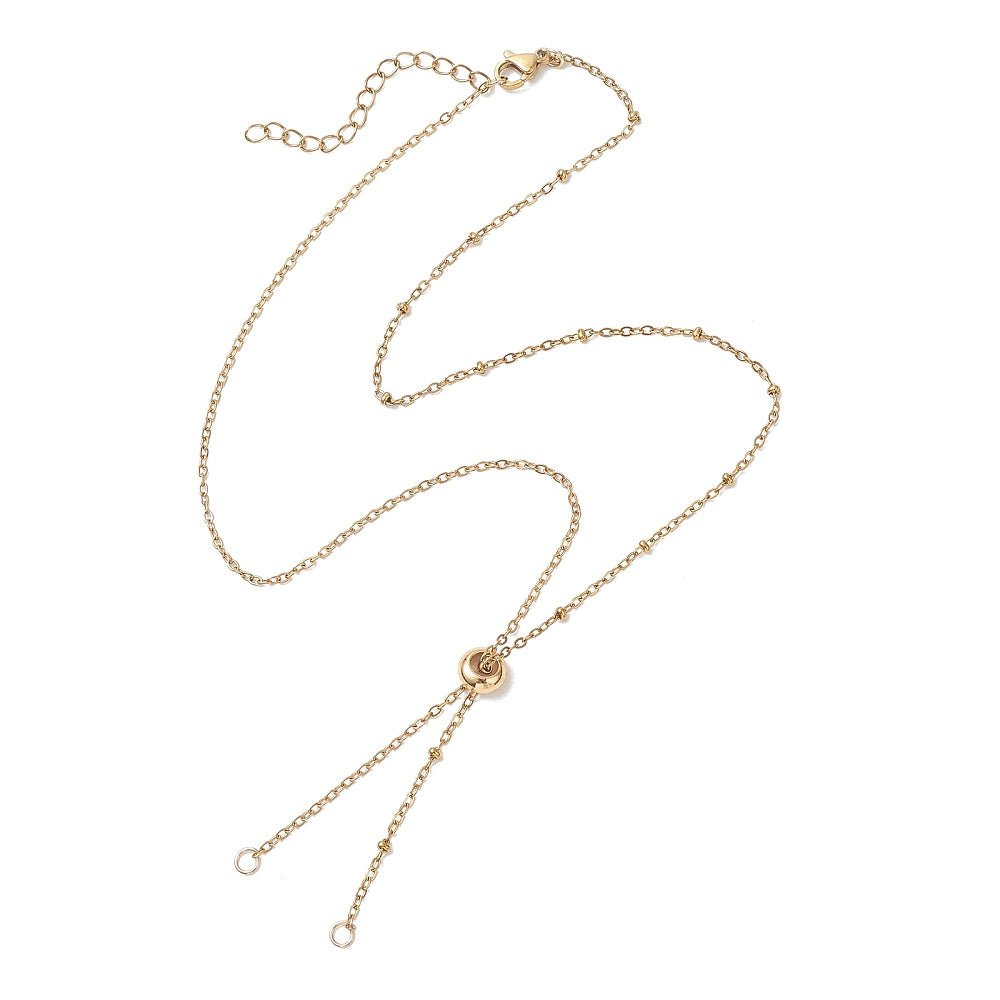 Vannfast Forgylt Stålkjede – Satellitt/slider kjede 48 cm + forlengelseskjede - Uniq Perler - 