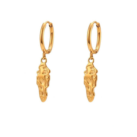 Vandfast Forgyldte Creoler Med Smukt Organisk Vedhæng - Uniq Perler - 115585