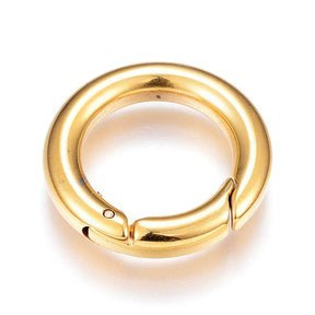Water-resistant Gate Spring Ring Clasp – Gold-plated Steel (20x3.5mm) - Uniq Perler - 789484