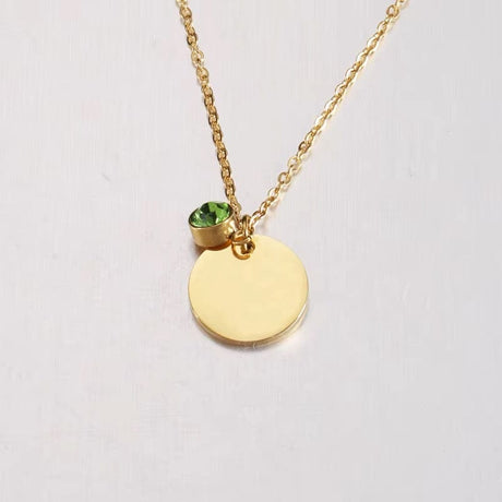 Vandfast Halskæde Med Grønt Vedhæng, 18K Forgyldt Stål, 41+5cm(perfekt til stempling) - Uniq Perler - 115011