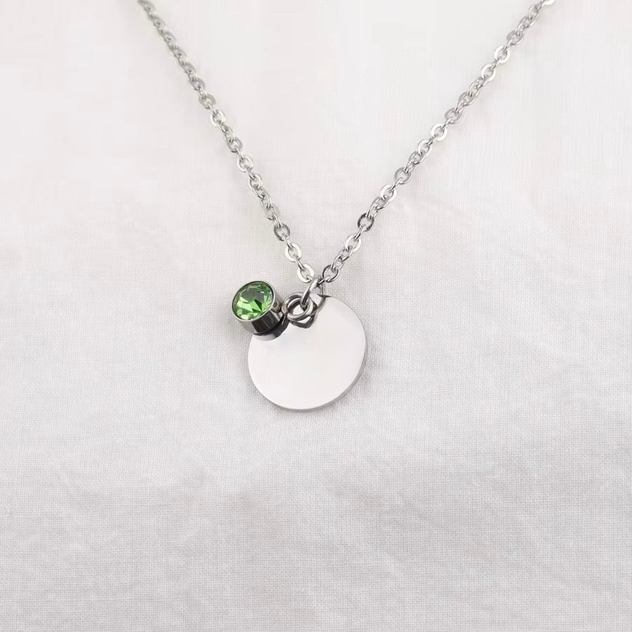 Vandfast Halskæde Med Grønt Vedhæng, Stål, 41+5cm(perfekt til stempling) - Uniq Perler - 115016