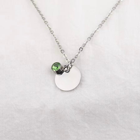 Vandfast Halskæde Med Grønt Vedhæng, Stål, 41+5cm(perfekt til stempling) - Uniq Perler - 115016