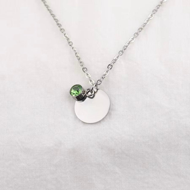 Vandfast Halskæde Med Grønt Vedhæng, Stål, 41+5cm(perfekt til stempling) - Uniq Perler - 115016