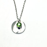 Vandfast Halskæde Med Grønt Vedhæng, Stål, 41+5cm(perfekt til stempling) - Uniq Perler - 115016