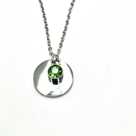 Vandfast Halskæde Med Grønt Vedhæng, Stål, 41+5cm(perfekt til stempling) - Uniq Perler - 115016