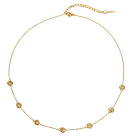 Water-resistant Necklace With Hammered Coin, 18K Gold-plated Steel, (41.5+5.5cm) - Uniq Perler - 114419