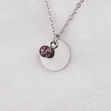 Vandfast Halskæde Med Lilla/rosa Vedhæng, Stål, 41+5cm (perfekt til stempling) - Uniq Perler - 115017