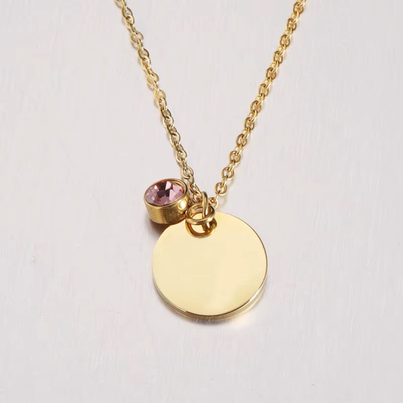 Vandfast Halskæde Med Rosa Vedhæng, 18K Forgyldt Stål, 41+5cm(perfekt til stempling) - Uniq Perler - 115012