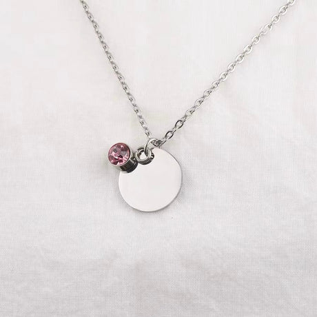 Vandfast Halskæde Med Rosa Vedhæng, Stål, 41+5cm(perfekt til stempling) - Uniq Perler - 115015