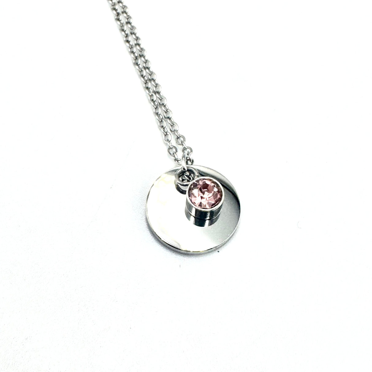 Vandfast Halskæde Med Rosa Vedhæng, Stål, 41+5cm(perfekt til stempling) - Uniq Perler - 115015