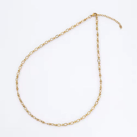 Vandfast Halskæde Med Struktur - 18K Forgyldt Stål (50+5cm) - Uniq Perler - 112093