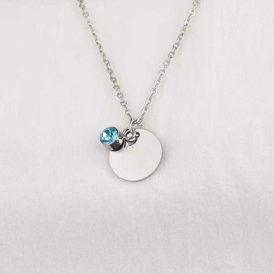 Vandfast Halskæde Med Turkis Vedhæng, Stål, 41+5cm(perfekt til stempling) - Uniq Perler - 115014