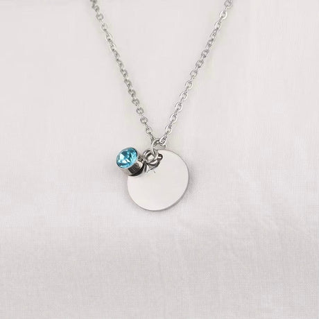 Vandfast Halskæde Med Turkis Vedhæng, Stål, 41+5cm(perfekt til stempling) - Uniq Perler - 115014