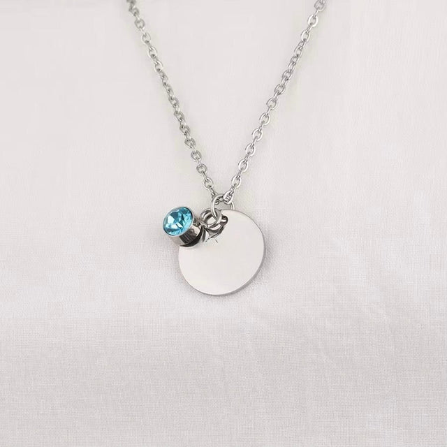 Vandfast Halskæde Med Turkis Vedhæng, Stål, 41+5cm(perfekt til stempling) - Uniq Perler - 115014