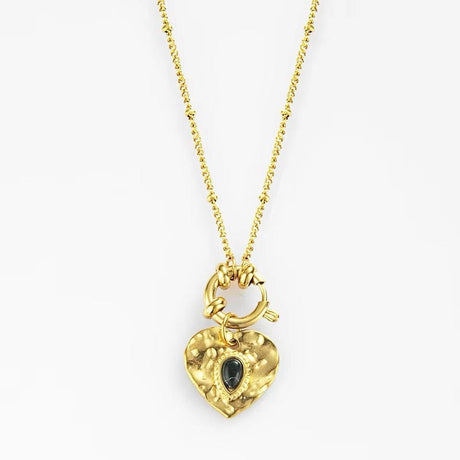 Vandfast Halskæde Med Udskifteligt Hjerte Vedhæng (42+5cm) - Uniq Perler - 113250