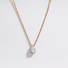 Water-resistant Necklace With Zirconia Drop Pendant (41+5cm) - Uniq Perler - 75335