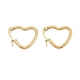 Vandfast Hjerte Creoler Med Banket Udtryk - 18K Forgyldt Stål (18x22mm) - Uniq Perler - 506565