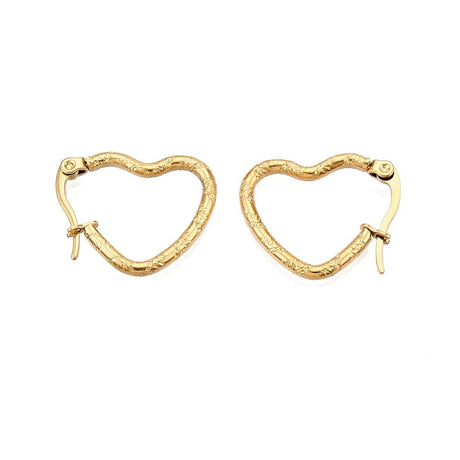 Vandfast Hjerte Creoler Med Banket Udtryk - 18K Forgyldt Stål (18x22mm) - Uniq Perler - 506565