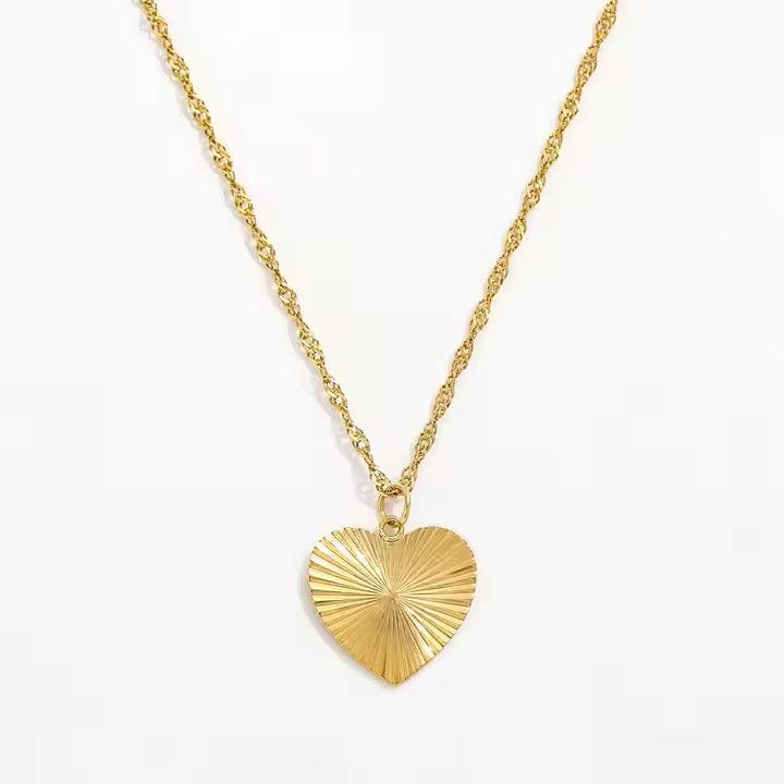 Vandfast Hjerte Halskæde - Forgyldt Stål (41+5cm) - Uniq Perler - 114837