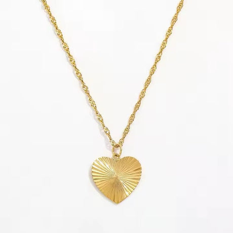 Vandfast Hjerte Halskæde - Forgyldt Stål (41+5cm) - Uniq Perler - 114837