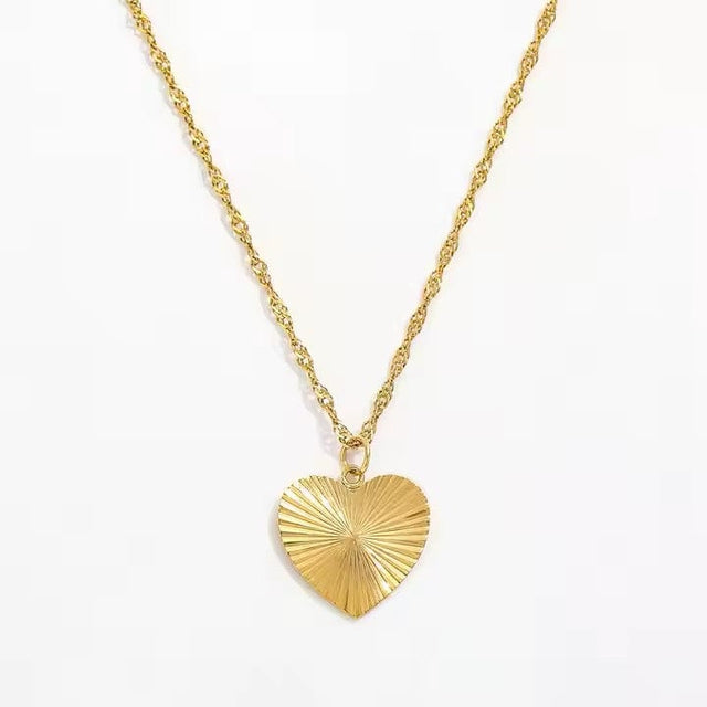 Vandfast Hjerte Halskæde - Forgyldt Stål (41+5cm) - Uniq Perler - 114837