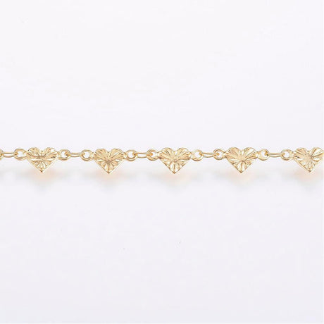 Vandfast Hjerte Kæde – Forgyldt Stål (5x1mm) - Uniq Perler - 115333