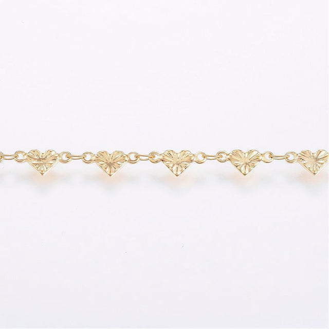 Vandfast Hjerte Kæde – Forgyldt Stål (5x1mm) - Uniq Perler - 115333