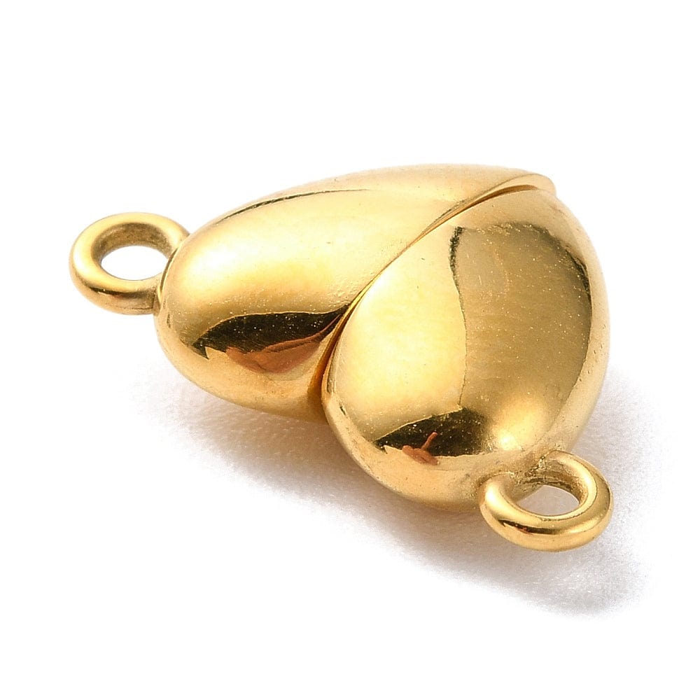 Vandfast Hjerte Magnet Lås – Forgyldt Stål (10,5x16mm) - Uniq Perler - 113477