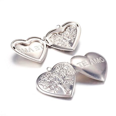 Water-resistant Heart Locket with the Tree of Life Pendant (29mm) - Uniq Perler - 117038