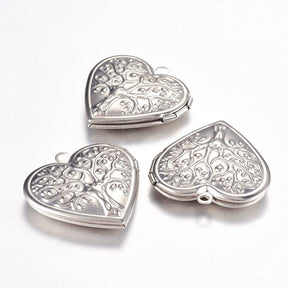 Water-resistant Heart Locket with the Tree of Life Pendant (29mm) - Uniq Perler - 117038