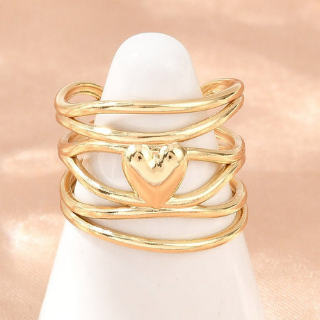 Vandfast Hjerte Ring – 18K Forgyldt Stål (17,5mm) - Uniq Perler - 122867