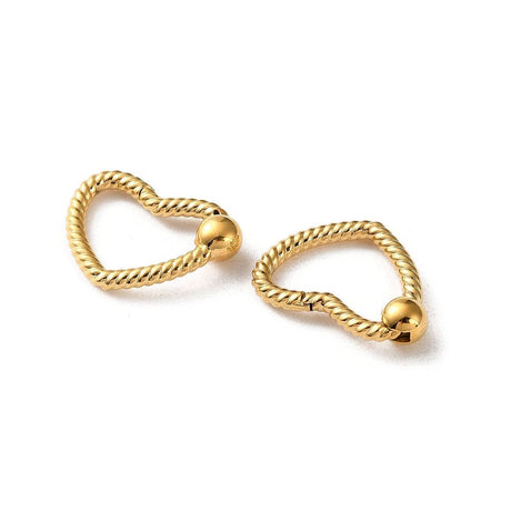 Vandfast Hjerte Springlås Med Mønster - 18K Forgyldt Stål (22x16mm) - Uniq Perler - 116024