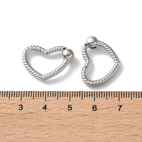 Vandfast Hjerte Springlås Med Mønster – Stål (22x16mm) - Uniq Perler - 116023