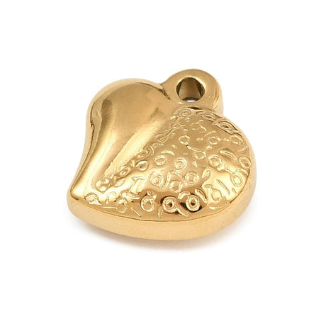 Vandfast Hjerte Vedhæng - 18K Forgyldt Stål (14x14mm) - Uniq Perler - 115740