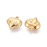 Vandfast Hjerte Vedhæng – 18K Forgyldt Stål (21x20x9mm) 2 stk. - Uniq Perler - 116005