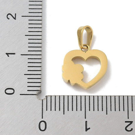 Vannfast Hjerte Anheng Med Kubiske Zirkonia – 18K Forgylt Stål (11,5x11mm)