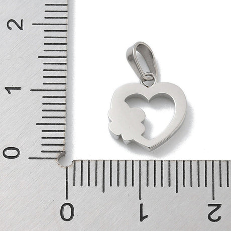 Hjerte Anheng Med Kubiske Zirkonia – Stål (11,5x11mm)