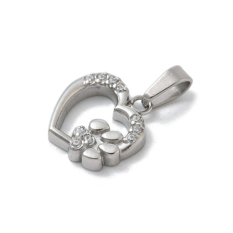 Hjerte Anheng Med Kubiske Zirkonia – Stål (11,5x11mm)