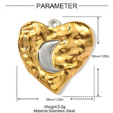 Vandfast Hjerte Vedhæng med Måne – 18K Forgyldt Stål (26x26mm) - Uniq Perler - 