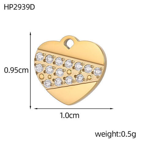 Vandfast Hjerte Vedhæng Med Rhinsten – 14K Forgyldt Stål (9x10mm) - Uniq Perler - 120669