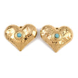 Vandfast Hjerte Vedhæng Med Turkis Perle – 18K Forgyldt Stål (29,5x24,5mm) - Uniq Perler - 116002