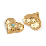 Vandfast Hjerte Vedhæng Med Turkis Perle – 18K Forgyldt Stål (29,5x24,5mm) - Uniq Perler - 116002