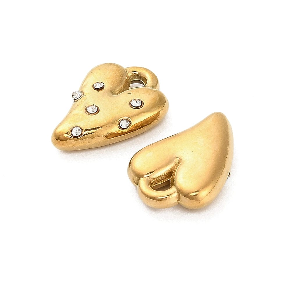 Vandfast Hjerte Vedhæng Med Zirkonia - Forgyldt Stål (10,5x14,5mm) - Uniq Perler - 114821